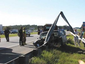 Two sections of guardrail.  It's amazing the damage a car can do.